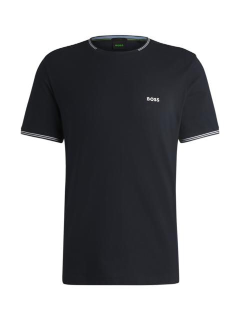 STRETCH-COTTON REGULAR-FIT T-SHIRT WITH CONTRAST LOGO