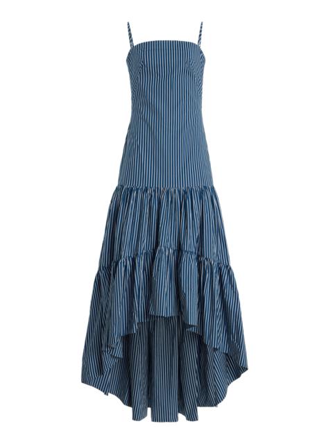 Exclusive Colonial Striped Cotton-Poplin Maxi Dress blue