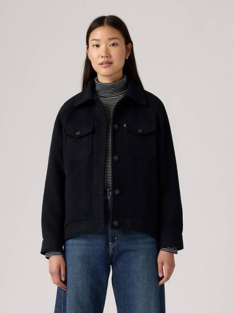 WOOL BLEND RAGLAN SLEEVE SHIRT JACKET