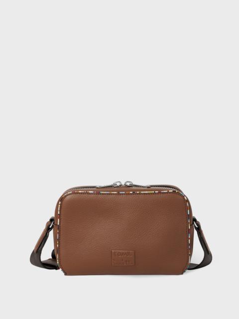 Tan Leather 'Signature Stripe' Piping Flight Bag