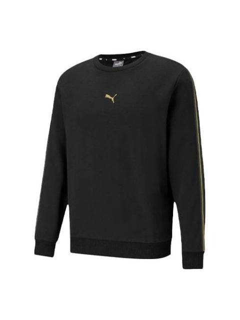 PUMA Logo Solid Color Fleece Lined Casual Round Neck Black 587665-01