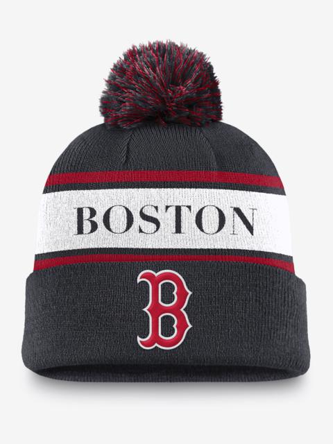 Boston Red Sox Team Stripe Peak Men's Nike MLB Cuffed Pom Beanie