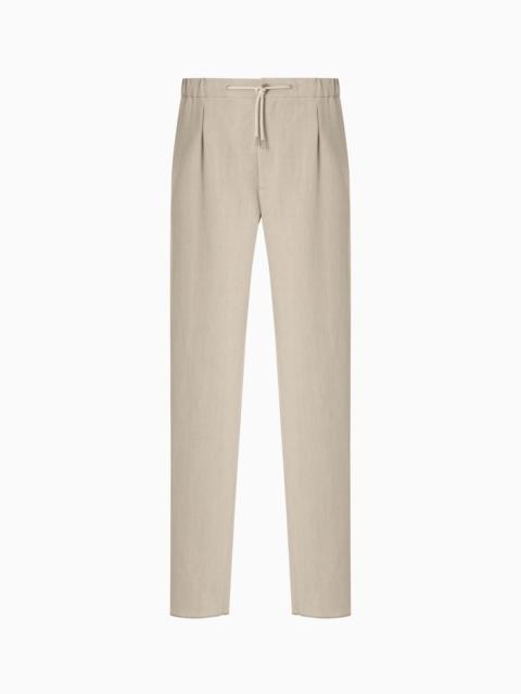 SINGLE-PLEAT, LINEN-CANVAS TROUSERS