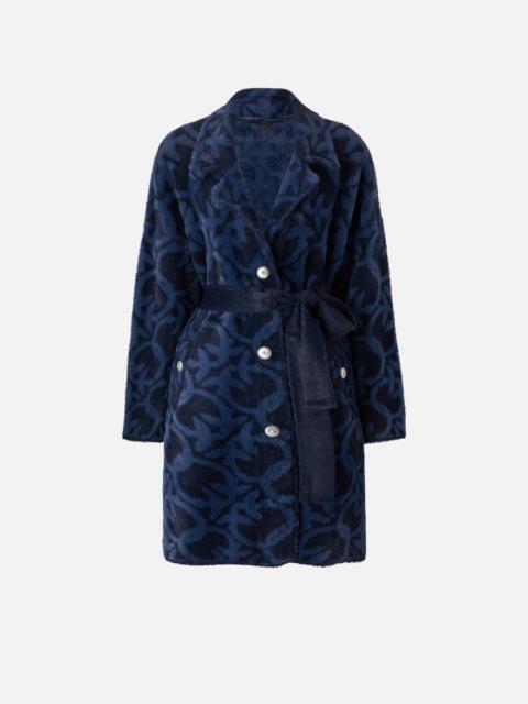 VELOUR-EFFECT COAT WITH JACQUARD LOGO