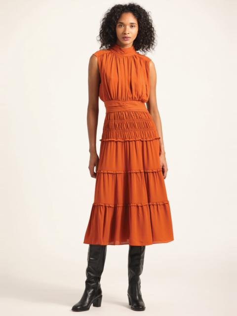 JUNIA ROUCHED MIDI DRESS