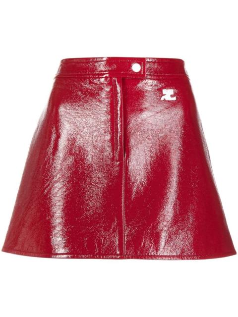 high-shine finish mini skirt