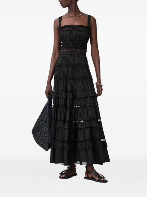 lace-trimmed smocked top