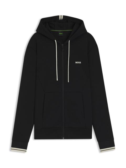 COTTON ZIP-UP HOODIE WITH STRIPE DETAILS