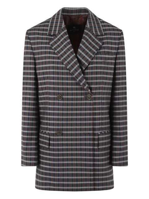 checked double-breasted jacket