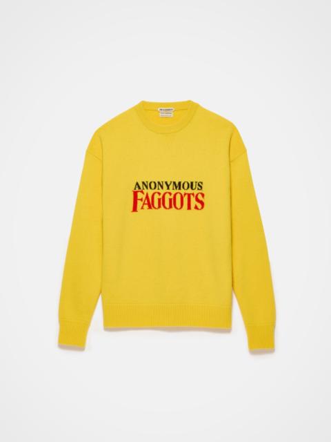 MENS 'ANONYMOUS FAGGOTS' JUMPER IN BRIGHT YELLOW