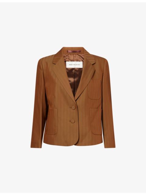 Striped Notch-Lapels Wool-Blend Blazer