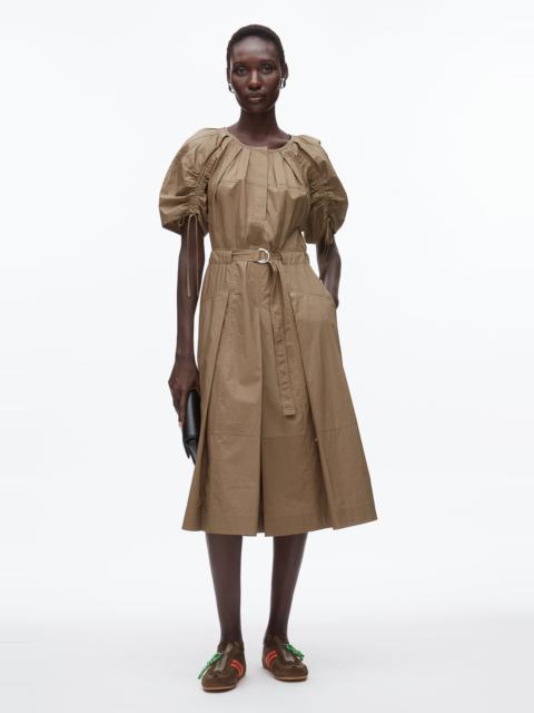 Poplin Ruched Sleeve Midi Dress