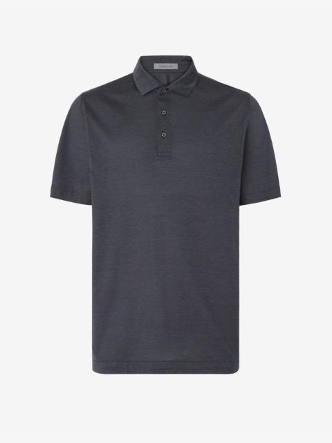 Anthracite grey luxury jersey polo shirt with buttons