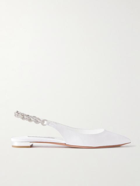 Love Link Crystal-embellished Grosgrain Slingback Flats