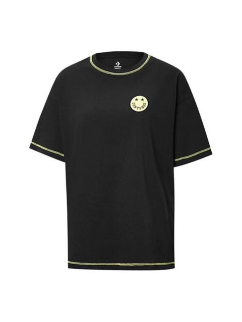 (WMNS) Converse Casual T-Shirt 'Black Yellow' 10018923-A01