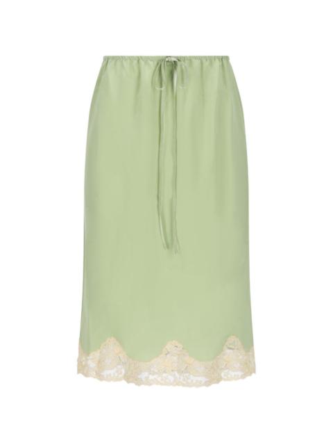 lace trim midi skirt