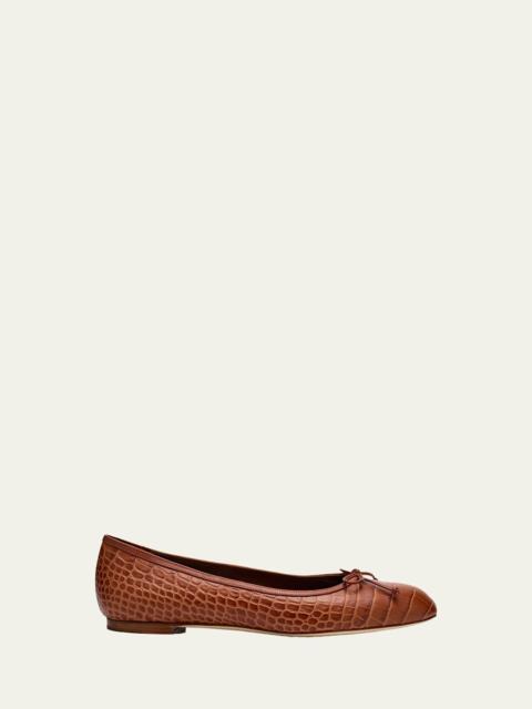 Verallim Croc-Embossed Leather Ballerina Flats