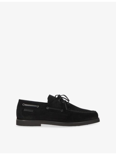 Lace-Up Suede Loafers