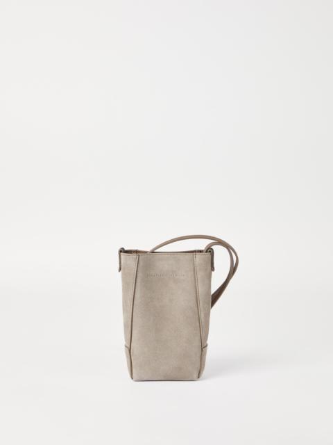 BC Duo phone holder in  suede with monili