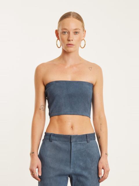 DENIM SUEDE MICRO TUBE TOP