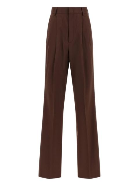 pleated-front wool trousers