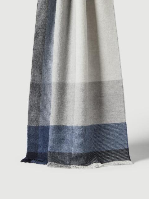 Wool and cashmere checked twill scarf