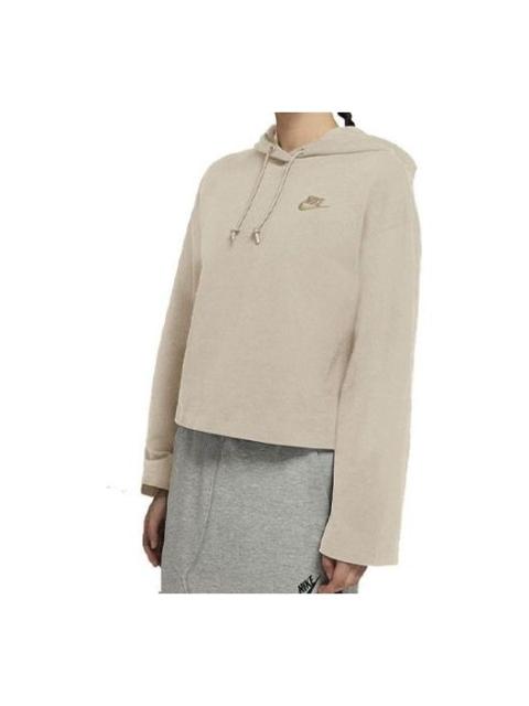 (WMNS) Nike Embroidered Logo Loose Casual Short Knit Hoodie Yellow CJ3741-140