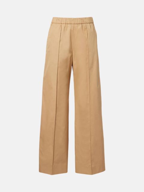 Cotton drill wide-leg pants