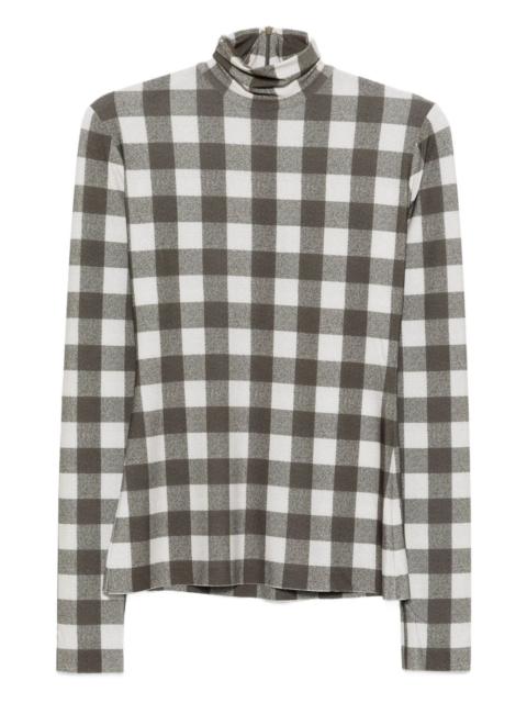 checked turtleneck top