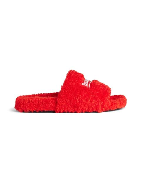 Men's Furry Slide Sandal in Pop Orange/white/red