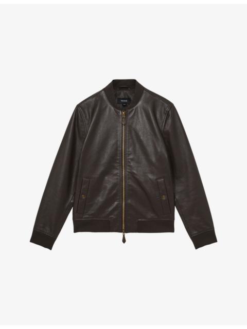 Cast Long-Sleeve Leather Bomber Jacket