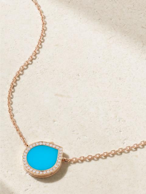 Antifer 18-karat rose gold, turquoise and diamond necklace Blue