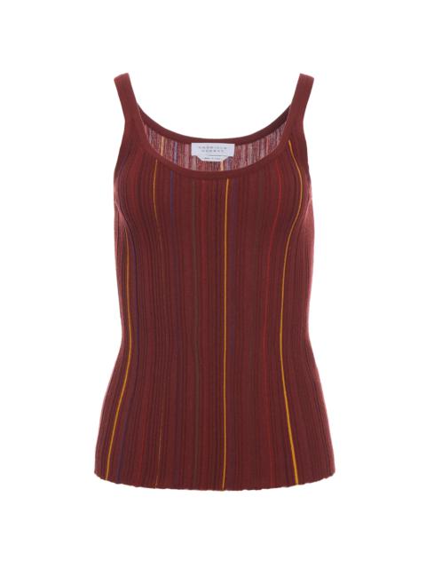 Yara Pinstripe Knit Tank Top in Burnt Sienna Merino Wool