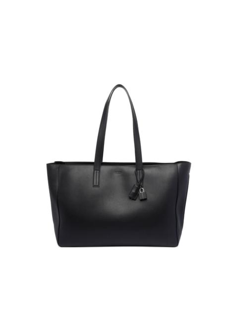 padlock-detail leather tote bag