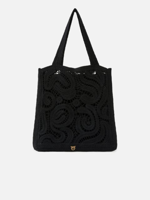 MEDIUM SHOPPER BAG IN GEOMETRIC CROCHETED FABRIC