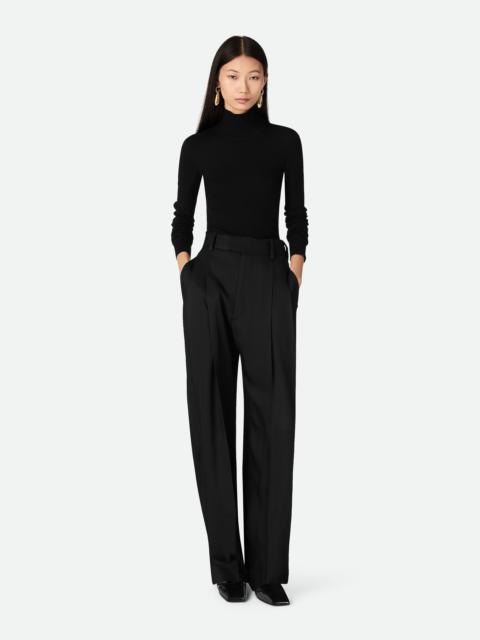 Viscose And Silk Twill Straight Trousers