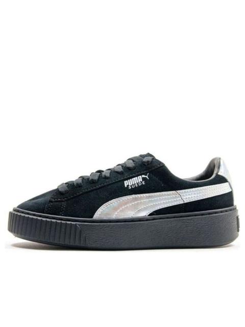 (WMNS) PUMA Suede Platform 'Black/Silver' 363649-01