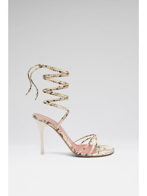 LORI LACE UP SANDAL 95 SHINY SNAKESKIN PRINT LEATHER AND IVORY LACQUERED HEEL