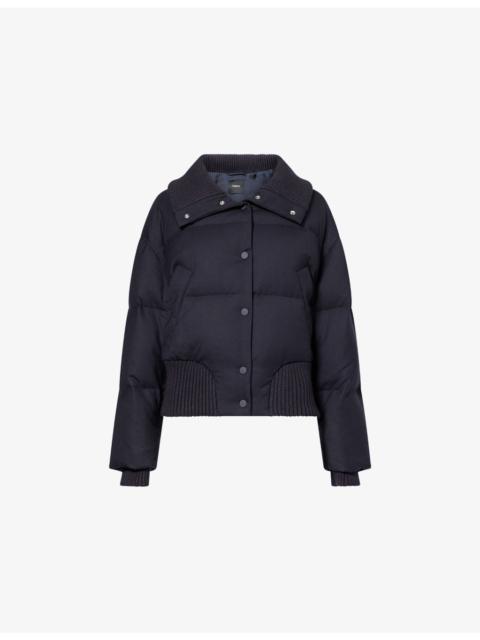 Cozy Collar Down-Padded Wool-Blend Jacket