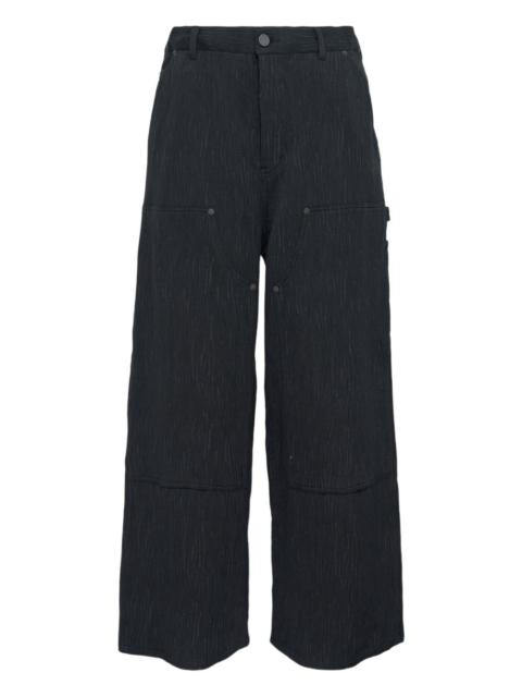 crepe-texture trousers