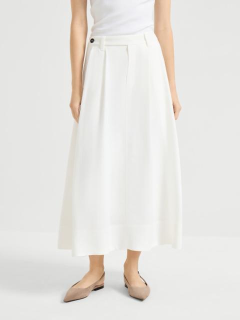 Viscose and linen fluid twill sartorial skirt with monili