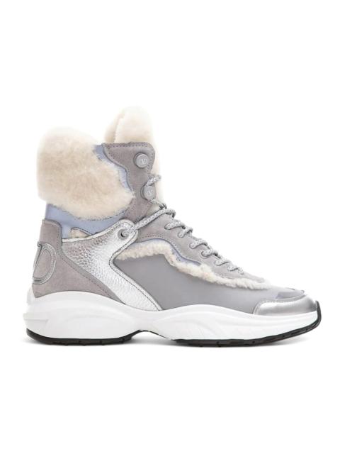 Valentino Garavani V Logo High-Top Shearling Sneakers Silver (Women's)