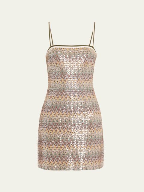 Ivanna Sequined Chevron Mini Dress