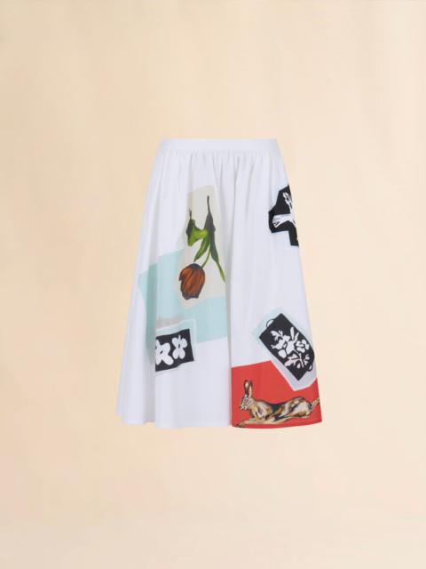 WHITE POPLIN A-LINE SKIRT