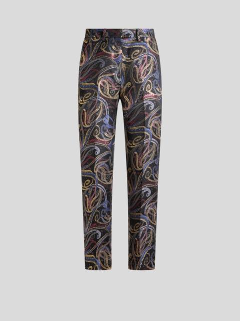 CROPPED TROUSERS IN DUCHESSE JACQUARD WITH PAISLEY FOLIAGE MOTIF