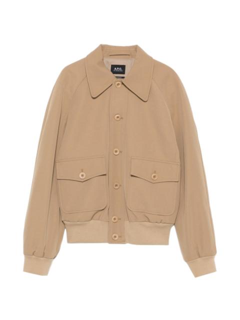 button-front collared bomber jacket