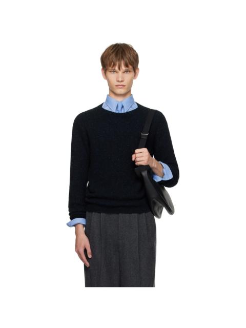Navy Cashmere Melange Knit Sweater