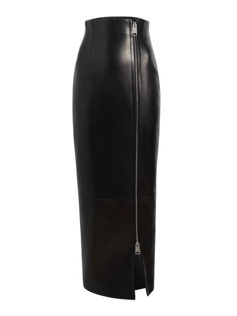 Gres Zip-Detailed Plongé Leather Maxi Skirt black