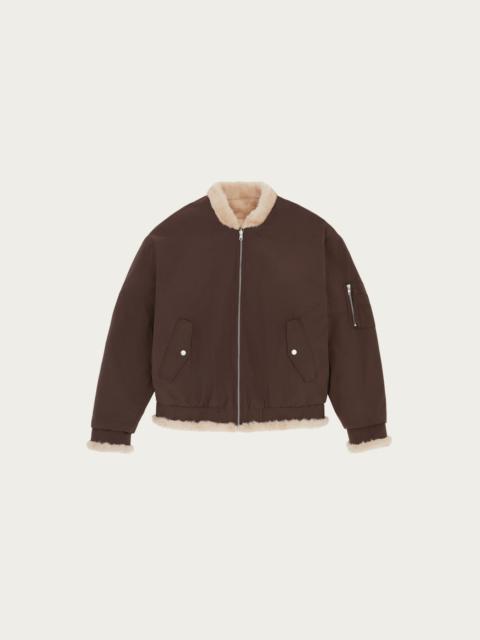 Reversible Faux Fur Bomber Jacket - Brown/Tan