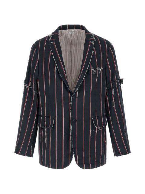 striped fringed blazer